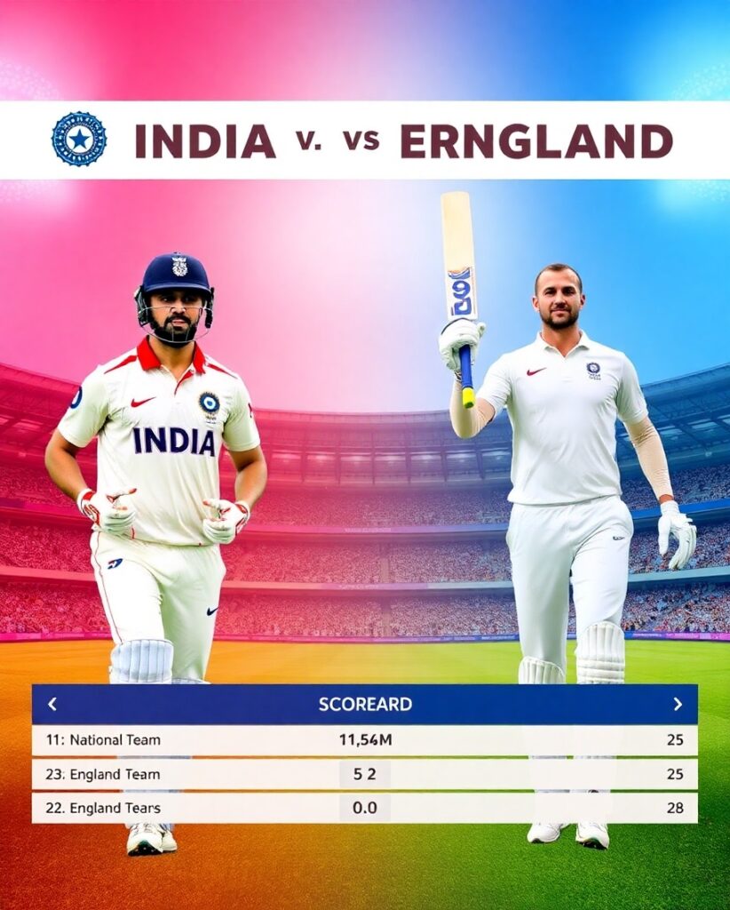 "India" national cricket team vs "England" cricket team match scorecard