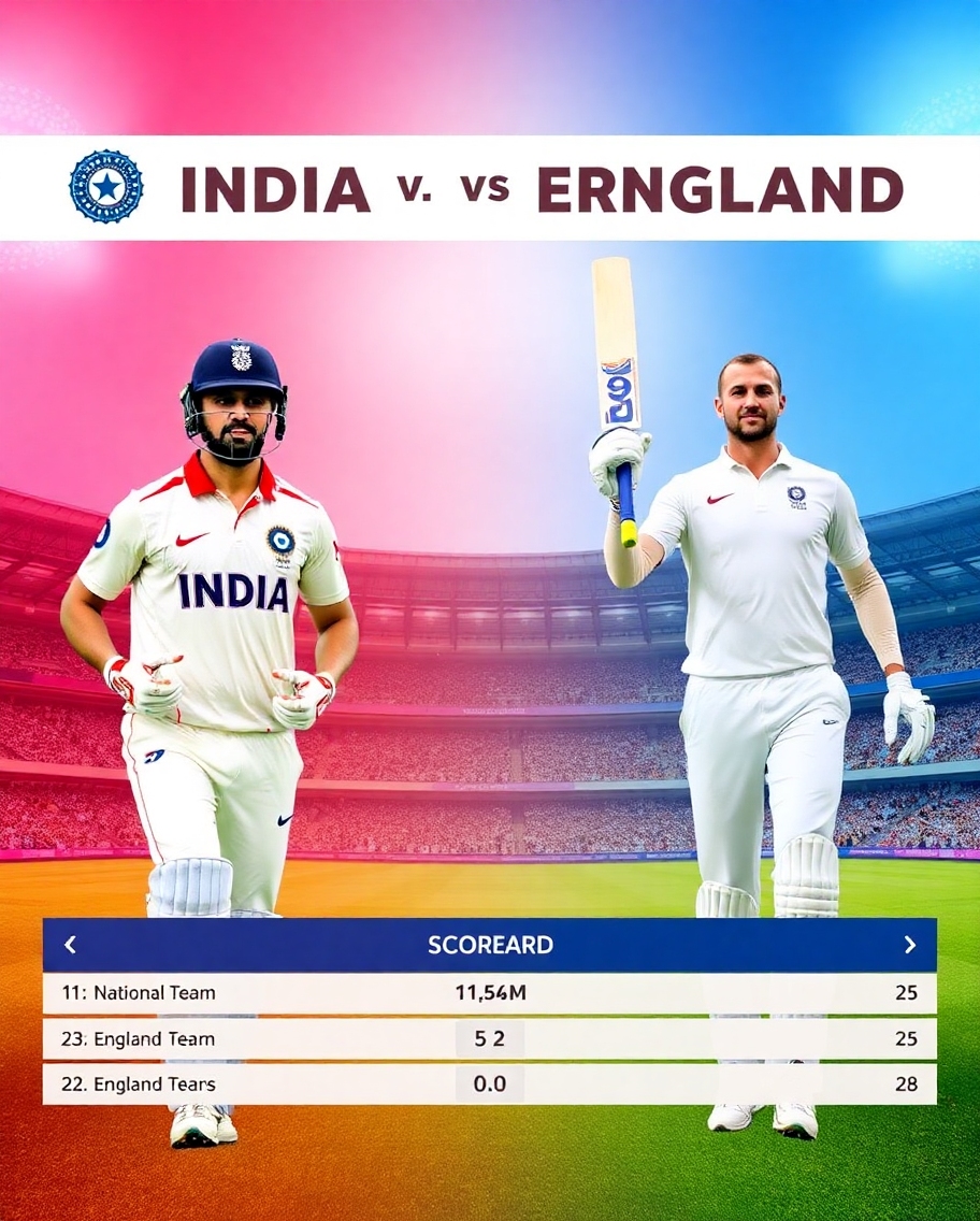 "India" national cricket team vs "England" cricket team match scorecard